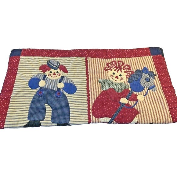 Vintage RAGGEDY ANN & ANDY Handmade Patchwork Baby Quilt Crib Blanket 30” x  30” - Picture 8 of 10